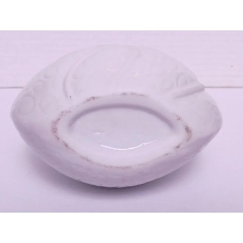 Swedish Modern White Ceramic Strawberry and Flowers Motif Vase - Picture 5 of 6